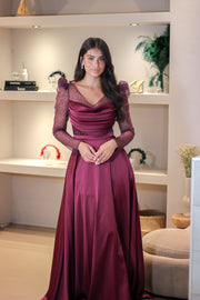 Evening Dress Eve Burgundy - LâNUIT COUTURE